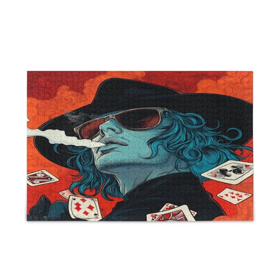 WOBOGO Handsome God Of Gamblers Puzzle Challenge 500 Piece Jigsaw Suitable for Game Night Finished Size 20.5 x 14.9in