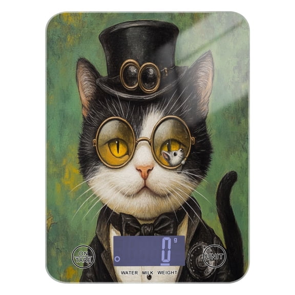 WOBOGO Handsome Milk Cow Cat Kitchen Scale Digital Gram and Ounce Weighing for Cooking Baking Ketogenic Diet Meal Prep
