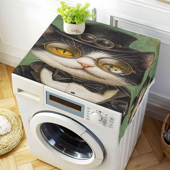 WOBOGO Handsome Milk Cow Cat Washing Machine Cloth Dryer Refrigerator Top Cover Protective Non-Slip Mat For Kitchen Laundry