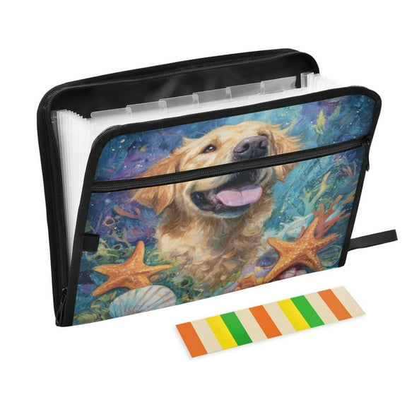 WOBOGO Happy Dog Expanding File Folder Letter Size Accordion Filing Organizer 13 Pocket Separate Organ Pocket