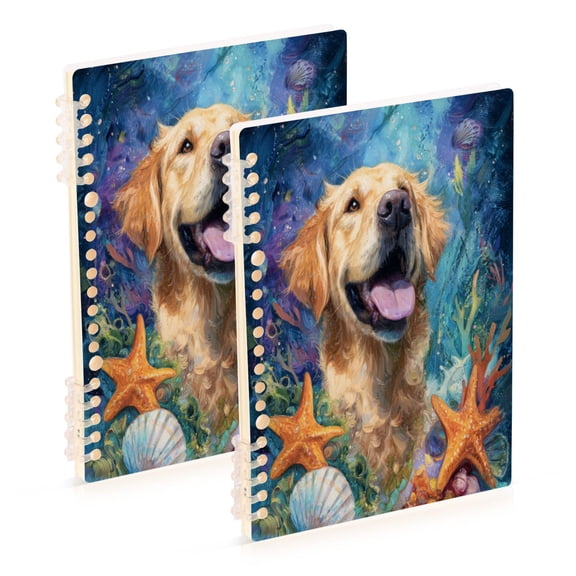 WOBOGO Happy Dog Notebook College Horizontal Grid Paper Ink Spill Resistant Water Resistant Cover 8.3x5.7x0.4in