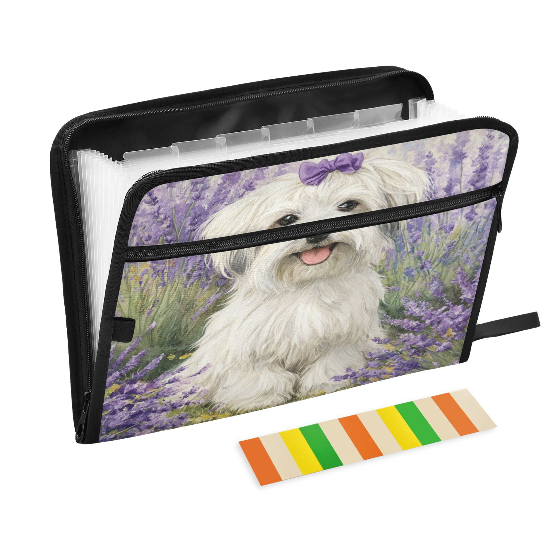 WOBOGO Happy Havanese Dog Expanding File Folder Letter Size Accordion Filing Organizer 13 Pocket Separate Organ Pocket
