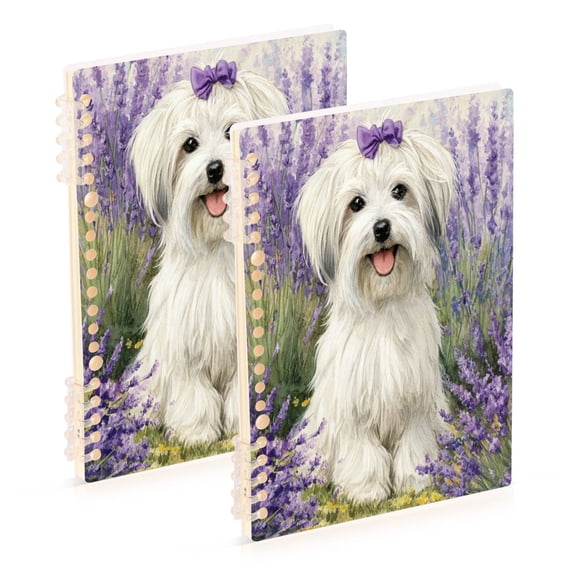 WOBOGO Happy Havanese Dog Notebook College Horizontal Grid Paper Ink Spill Resistant Water Resistant Cover 8.3x5.7x0.4in