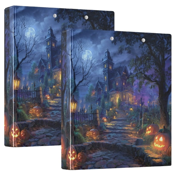 WOBOGO Haunted House File Folders Extra Large Capacity to Hold 200 Sheets of Documents Hard Shell Ring Binder for School Home Office