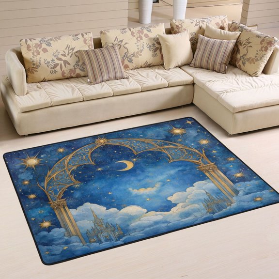 WOBOGO Heavenly Palace Carpet Non-Slip Rugs Soft Doormat 36×24in Living Dining Room Bedroom Decorative