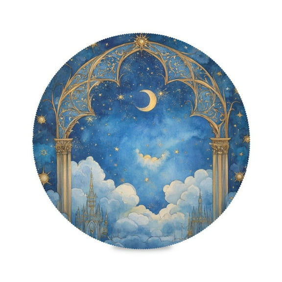 WOBOGO Heavenly Palace Round Placemats Set of 1 Heat Resistant Washable Kitchen Table Decorations 15.4in
