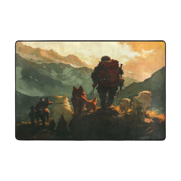 WOBOGO Homeless Man and Dog Carpet Non-Slip Rugs Soft Doormat 72×48in Living Dining Room Bedroom Decorative