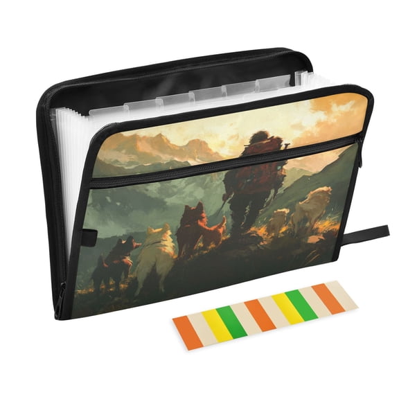 WOBOGO Homeless Man and Dog Expanding File Folder Letter Size Accordion Filing Organizer 13 Pocket Separate Organ Pocket