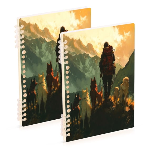 WOBOGO Homeless Man and Dog Notebook College Horizontal Grid Paper Ink Spill Resistant Water Resistant Cover 8.3x5.7x0.4in