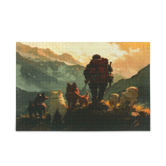WOBOGO Homeless Man and Dog Puzzle Challenge 500 Piece Jigsaw Suitable for Game Night Finished Size 20.5 x 14.9in