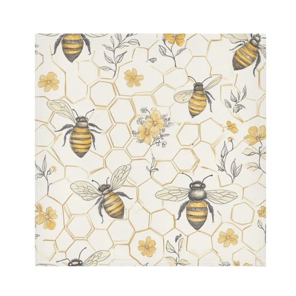 WOBOGO Honeycomb with Bees Pattern Cloth Napkins 1 Piece Soft Elegant Touch Durable Absorbent Quick Drying for Elegant Dining