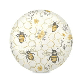 WOBOGO Honeycomb with Bees Pattern Round Placemats Set of 1 Heat Resistant Washable Kitchen Table Decorations 15.4in