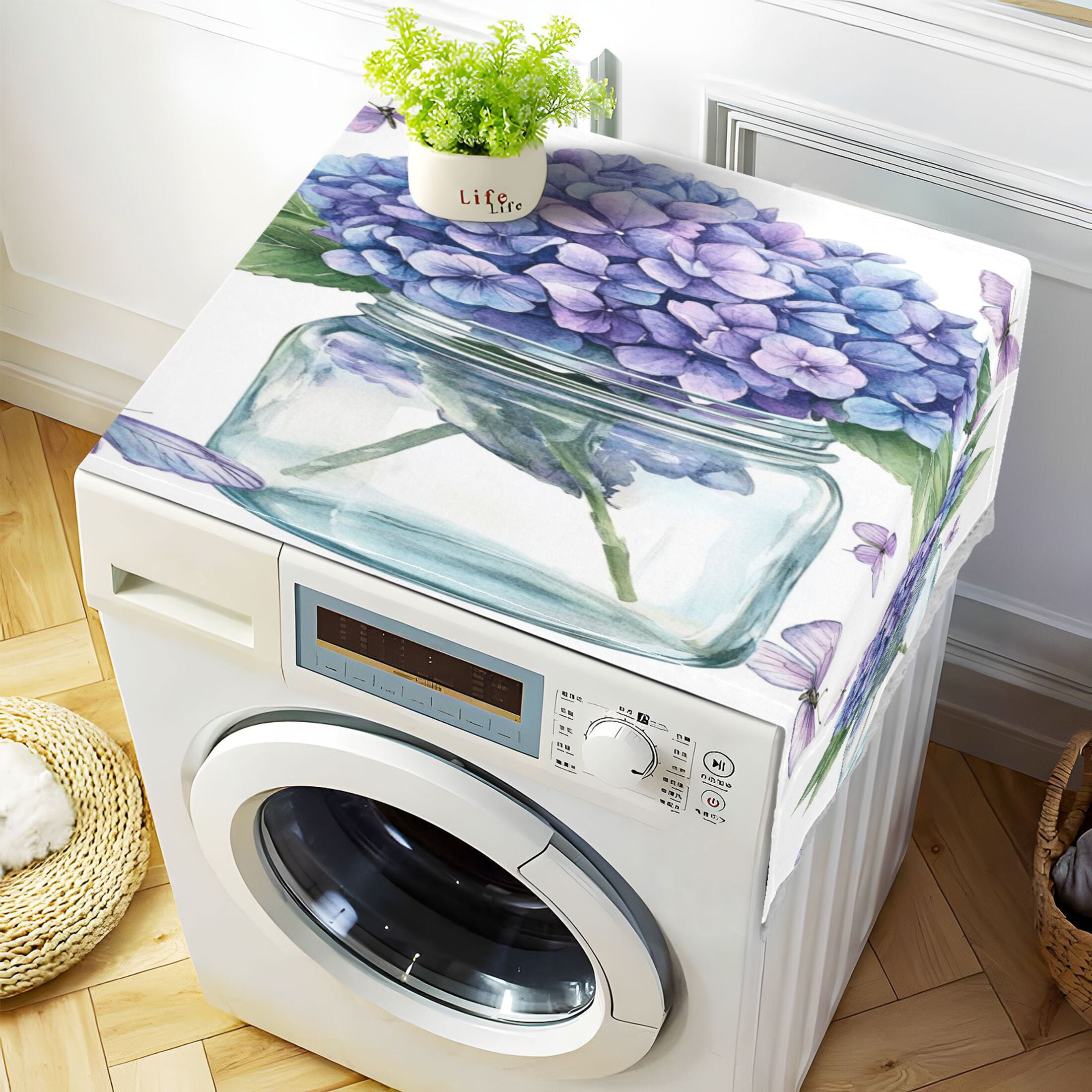 WOBOGO Hydrangea Vase Washing Machine Cloth Dryer Refrigerator Top Cover Protective Non-Slip Mat For Kitchen Laundry