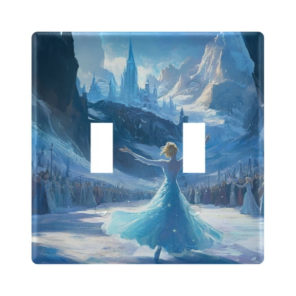 WOBOGO Ice Princess Dancing on The Ice Pattern 2-hole Switch Plates PC Flame Retardant Plastic Material Glossy Finish Smooth Touch 4.56x4.48x0.27in
