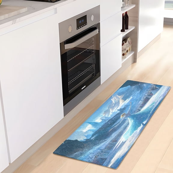 WOBOGO Ice Princess Dancing on The Ice Pattern Carpet 39x20in Kitchen Bathroom Plush Absorbent Non-Slip Floor Mat