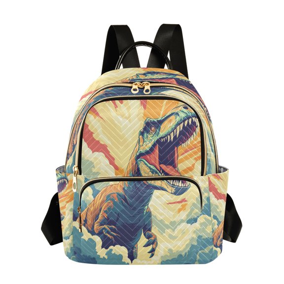 WOBOGO Illustration Of Dinosaur Roaring To The Sky Butterfly Backpack Durable Lightweight Shoulder Bag Built-in Laptop Sleeve and Multiple Utility Compartments