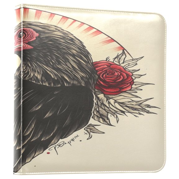 WOBOGO Illustration Of A Vulture with Red Roses on Its Back Photo Albums 20 pages large capacity DIY self-adhesive page PU leather cover for family wedding anniversary baby vacation photos 2411.8in