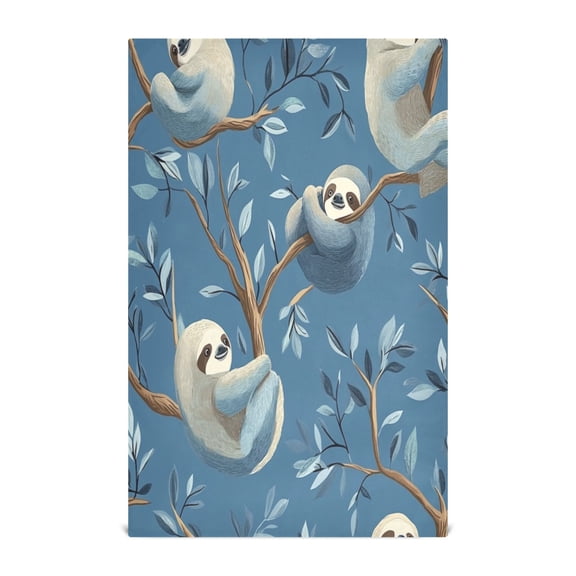 WOBOGO Illustration Of Cute Sloth Lying on The Tree Kitchen Towel 1 Piece Large Cotton Dishcloth Premium Absorbency Set with Hanging Loop