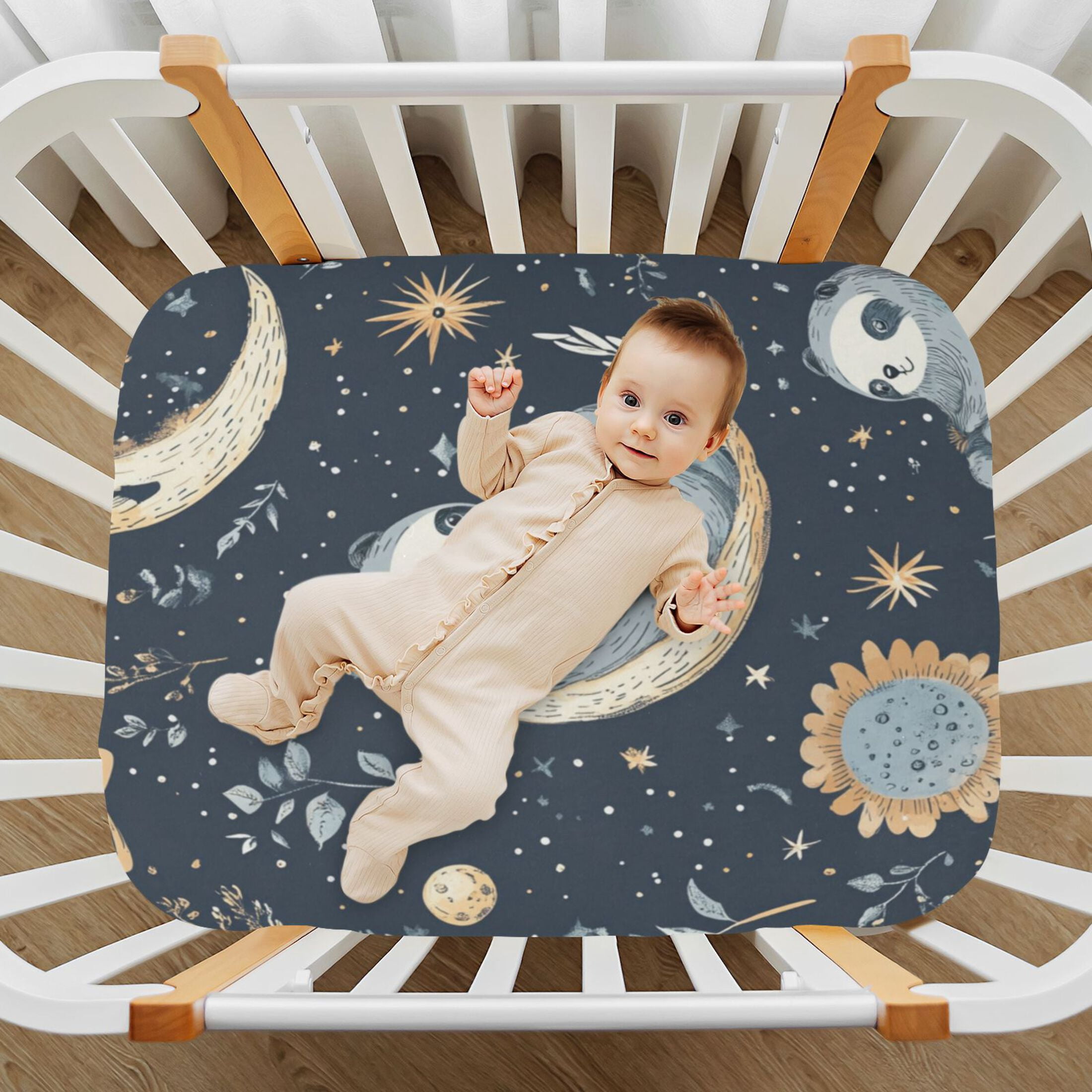 WOBOGO Illustration Of Cute Sloth in Space Baby Crib Sheets Super Soft ...