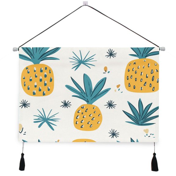 WOBOGO Illustration Of Pineapples with White Background Living Room Canvas Wall Art Bedroom Study Framed Canvas Print Artwork Home Office Decorations 24.516.7in