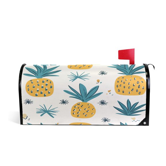 WOBOGO Illustration Of Pineapples with White Background Mailbox Cover Magnetic for Garden Yard Home Decor Standard Size 25.4×20.78in