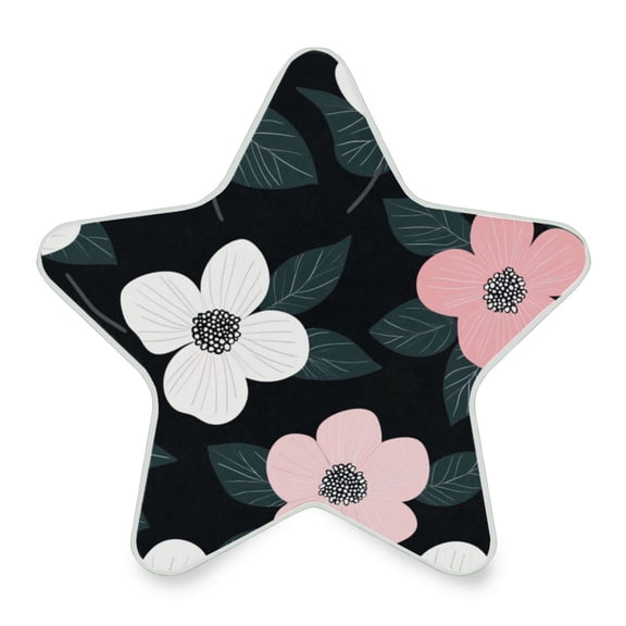 WOBOGO Illustration Of Pink and White Flowers LED Star Night Light 0.2 Watt Wall Plug Dusk to Dawn Auto Switch Adjustable Brightness Soft White Light