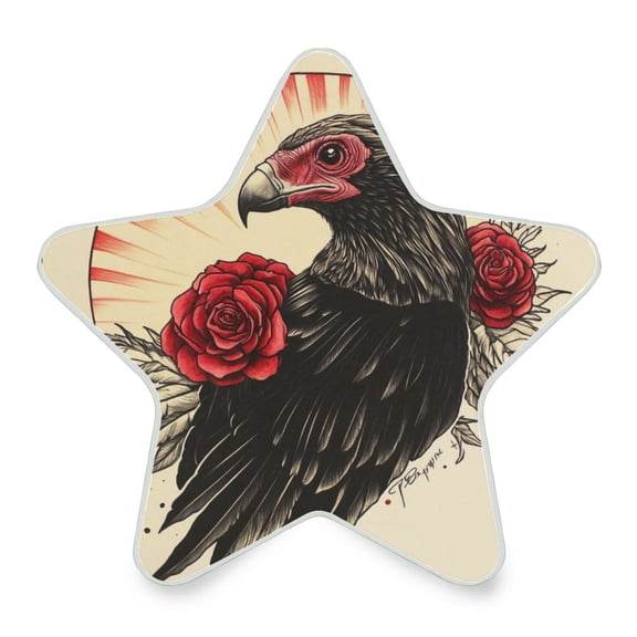 WOBOGO Illustration Of A Vulture with Red Roses on Its Back LED Star Night Light 0.2 Watt Wall Plug Dusk to Dawn Auto Switch Adjustable Brightness Soft White Light