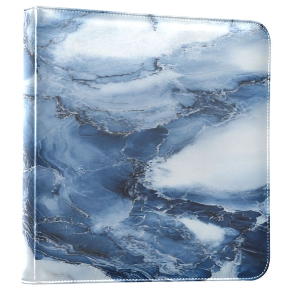 WOBOGO Ink Blue White Marble Photo Albums 20 pages large capacity DIY self-adhesive page PU leather cover for family wedding anniversary baby vacation photos 2411.8in