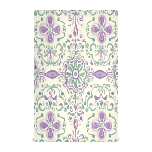 WOBOGO Intricate Indian Patterns Kitchen Towel 1 Piece Large Cotton Dishcloth Premium Absorbency Set with Hanging Loop