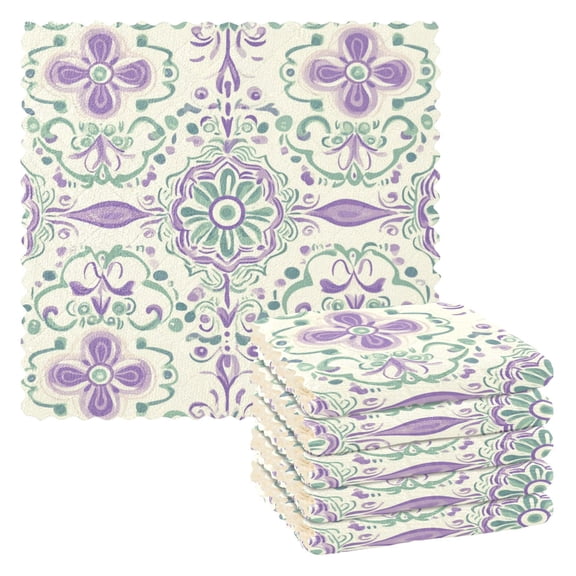 WOBOGO Intricate Indian Patterns Kitchen Towels 6pcs Ultra Soft Absorbent Quick Drying Dish Cloths 1111inch