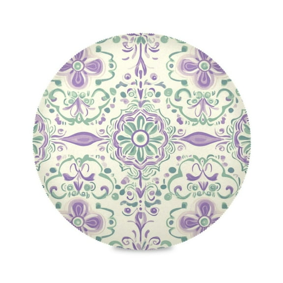 WOBOGO Intricate Indian Patterns Round Placemats Set of 6 Heat Resistant Washable Kitchen Table Decorations 15.4in