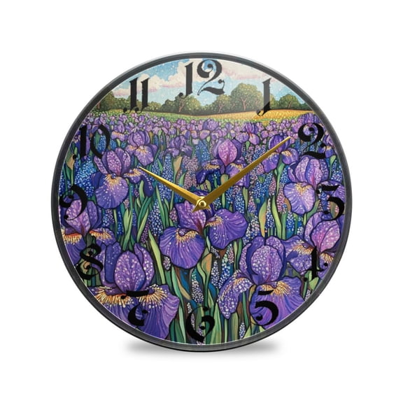 WOBOGO Iris Bush Acrylic Wall Clock Battery Operated 9.5in Silent No Tick Bedroom Living Room Office Classroom Decoration