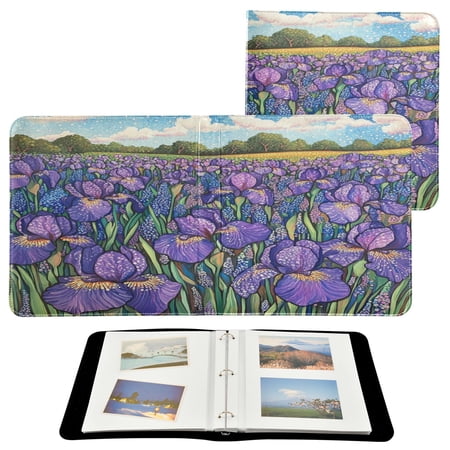 WOBOGO Iris Bush Photo Albums 20 Pages Large Capacity DIY Self-adhesive Page PU Leather Cover for Family Wedding Anniversary Baby Vacation Photos 24×11.8in