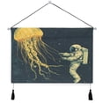 thumbnail image 1 of WOBOGO Jellyfish and Astronaut Living Room Canvas Wall Art Bedroom Study Framed Canvas Print Artwork Home Office Decorations 24.5×16.7in, 1 of 6