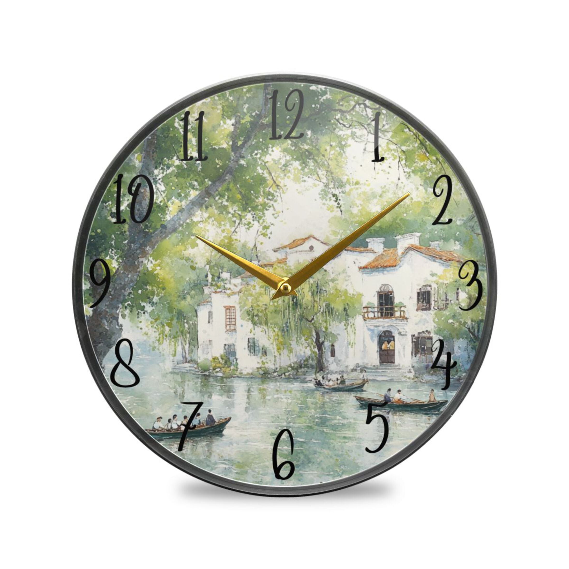 Clock Sencery WOBOGO Jiangnan Scenery Acrylic Wall Clock Battery Operated 11.9in ...