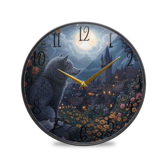 WOBOGO Journey Of The Wolf King Acrylic Wall Clock Battery Operated 9.5in Silent No Tick Bedroom Living Room Office Classroom Decoration