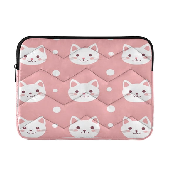 WOBOGO Kawaii Cat Face Pattern Laptop Sleeve 13.4 inch Lightweight Zipper Design Soft Padded Protection Against Scratches and Impacts