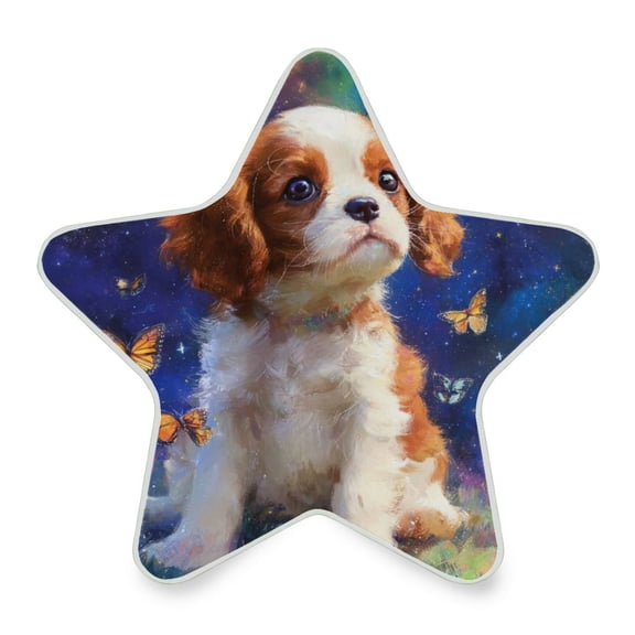 WOBOGO King Charles Spaniel Dog LED Star Night Light 0.2 Watt Wall Plug Dusk to Dawn Auto Switch Adjustable Brightness Soft White Light