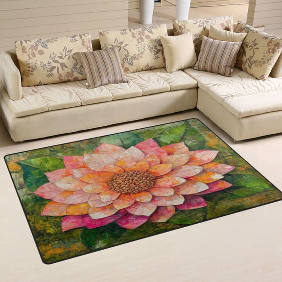 WOBOGO King Flower Carpet Non-Slip Rugs Soft Doormat 31×20in Living Dining Room Bedroom Decorative