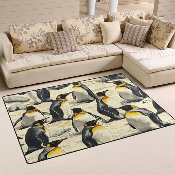 WOBOGO King Penguin Carpet Non-Slip Rugs Soft Doormat 31×20in Living Dining Room Bedroom Decorative