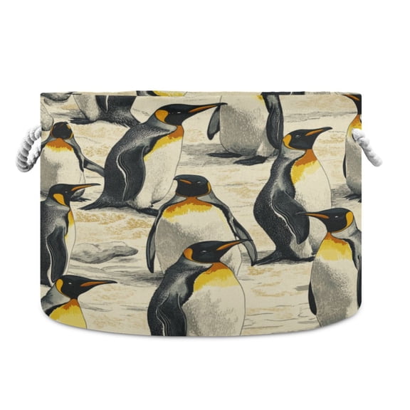 WOBOGO King Penguin Toy Storage Basket 2014in Canvas Laundry Hamper for Living Room Kids Room Bathroom Organizer