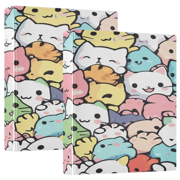 WOBOGO Kittens Of All Colors File Folders Extra Large Capacity to Hold 200 Sheets of Documents Hard Shell Ring Binder for School Home Office