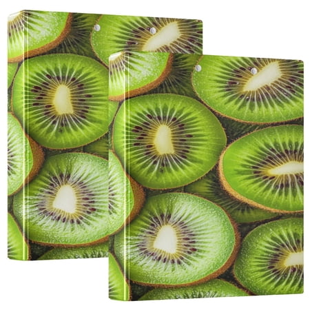 WOBOGO Kiwi Fruit Pattern File Folders Extra Large Capacity to Hold 200 Sheets of Documents Hard Shell Ring Binder for School Home Office