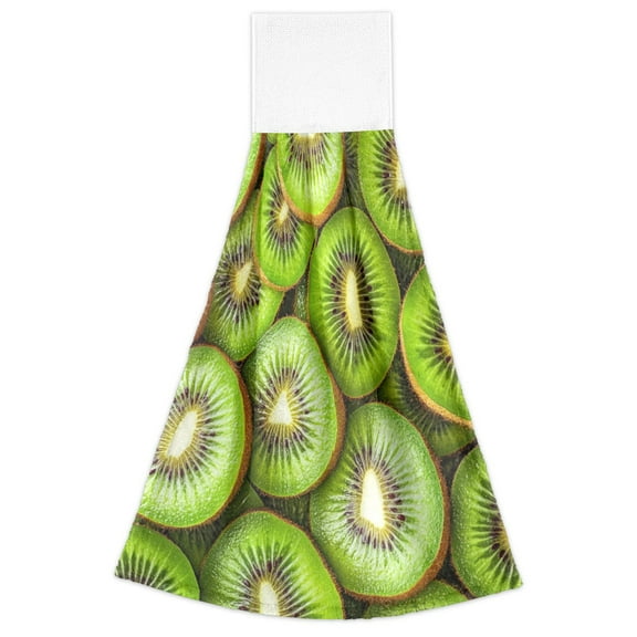 WOBOGO Kiwi Fruit Pattern Hand Towel Set of 2 Absorbent for Kitchen and Bathroom With Velcro Hanging Loop 18.214in