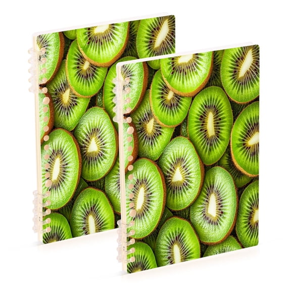 WOBOGO Kiwi Fruit Pattern Notebook College Horizontal Grid Paper Ink Spill Resistant Water Resistant Cover 8.3x5.7x0.4in