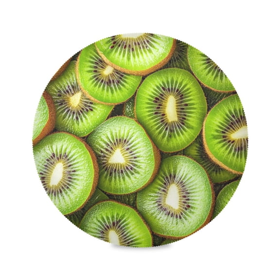 WOBOGO Kiwi Fruit Pattern Round Placemats Set of 1 Heat Resistant Washable Kitchen Table Decorations 15.4in