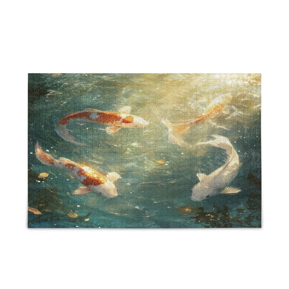 WOBOGO Koi Fish Puzzle Challenge 500 Piece Jigsaw Suitable for Game Night Finished Size 20.5 x 14.9in