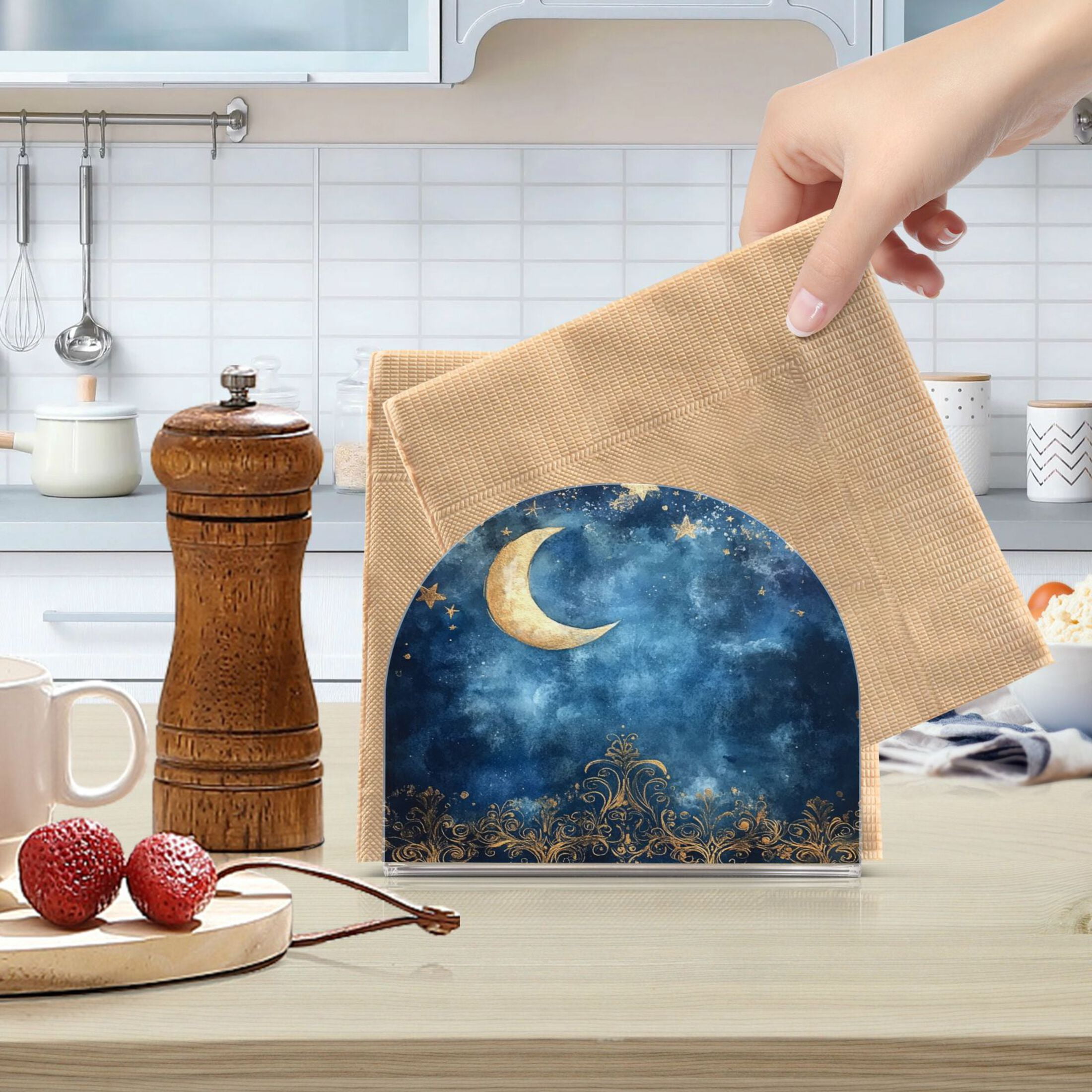 WOBOGO Lacy Night Sky Clear Acrylic Napkin Holder Kitchen Tissue Face ...