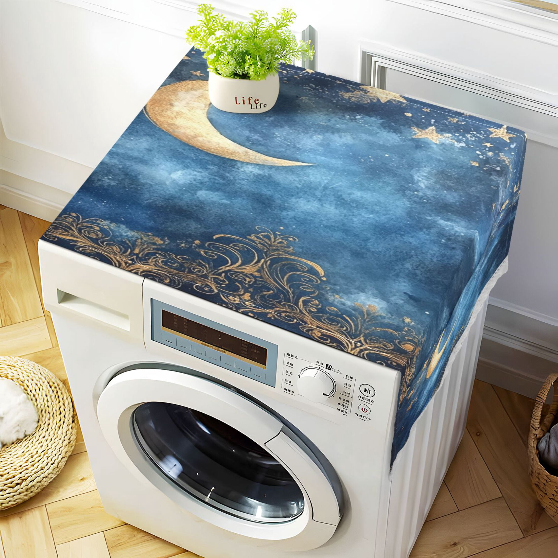 WOBOGO Lacy Night Sky Washing Machine Cloth Dryer Refrigerator Top Cover Protective Non-Slip Mat For Kitchen Laundry