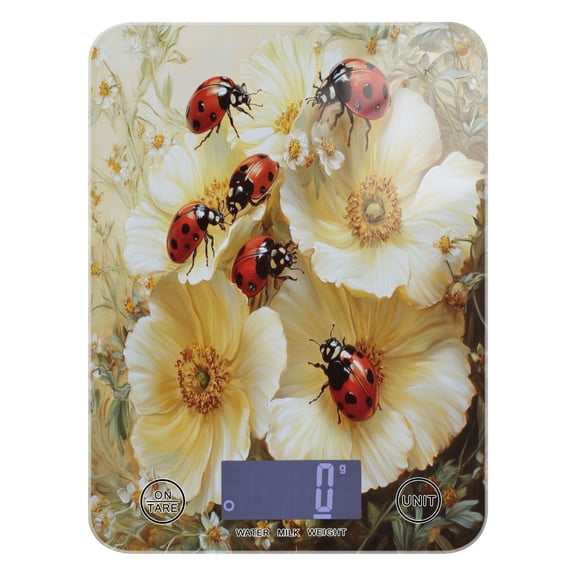 WOBOGO Ladybugs Picking Flowers Kitchen Scale Digital Gram and Ounce Weighing for Cooking Baking Ketogenic Diet Meal Prep